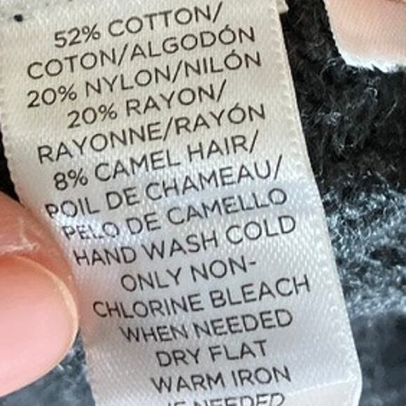 Ann Taylor LOFT Womens Sweater Charcaol Cardigan Camel Hair Blend Open Front L - Picture 7 of 12